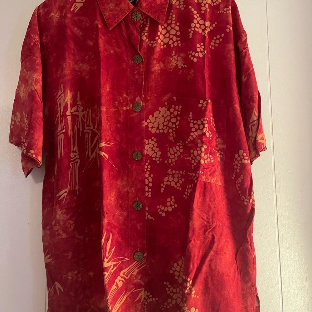 Jensen Bold Red Floral Button Down Shirt